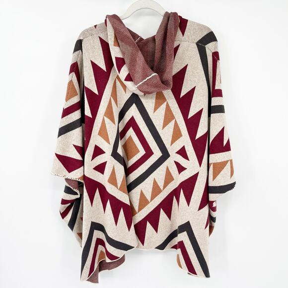 Billabong Boho Aztec Enchanted Days Hooded Cardigan Sweater‎ Poncho Size M - Picture 6 of 6